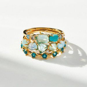 Anthropologie DECEMBER Stacked Birthstone Ring Set - Size 7